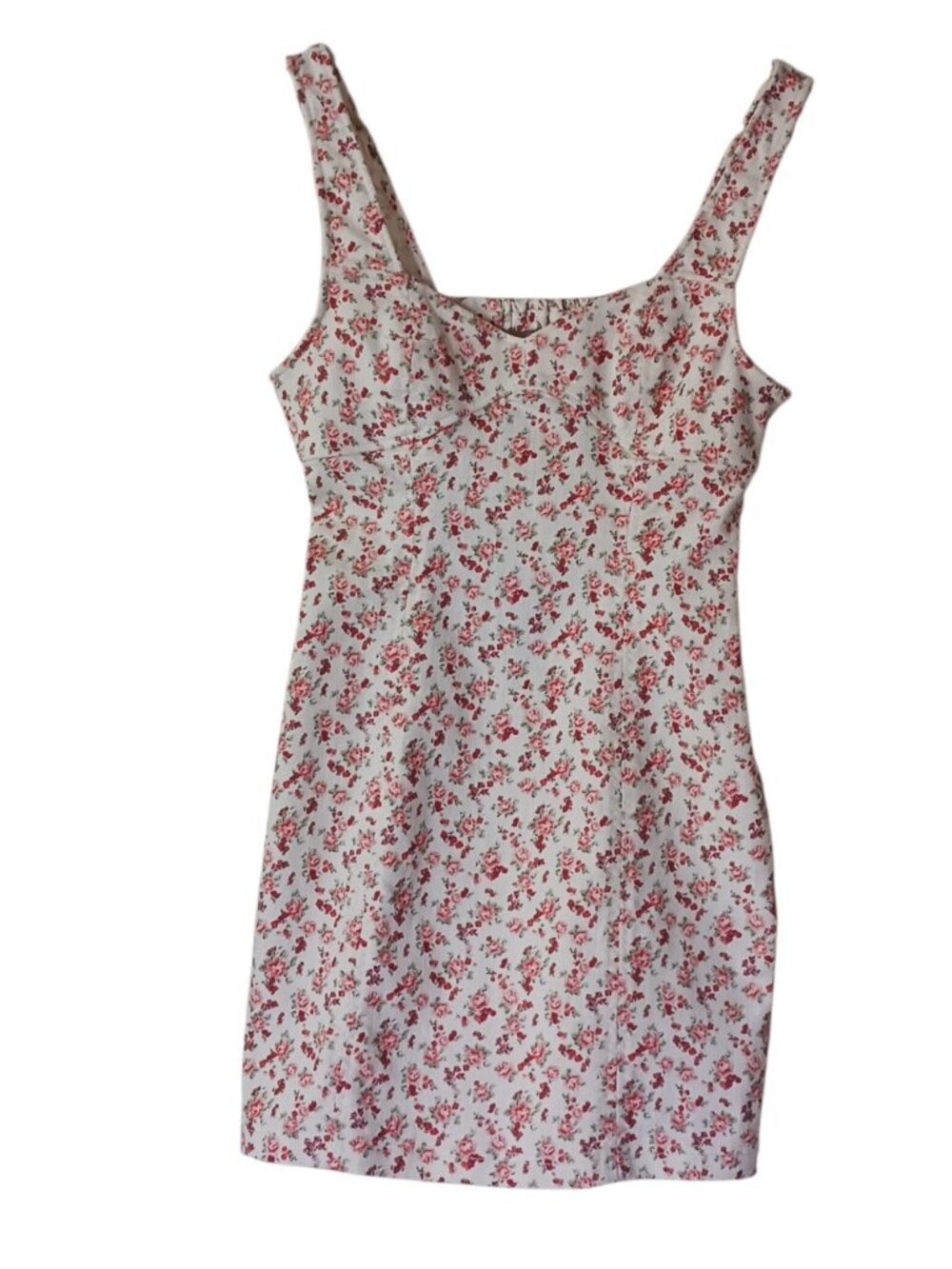 Forever 21 Floral Cottagecore Mini Dress Size Small White Pink Open Back